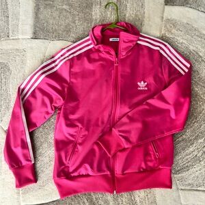 Adidas Pink Track Jacket with White Stripes